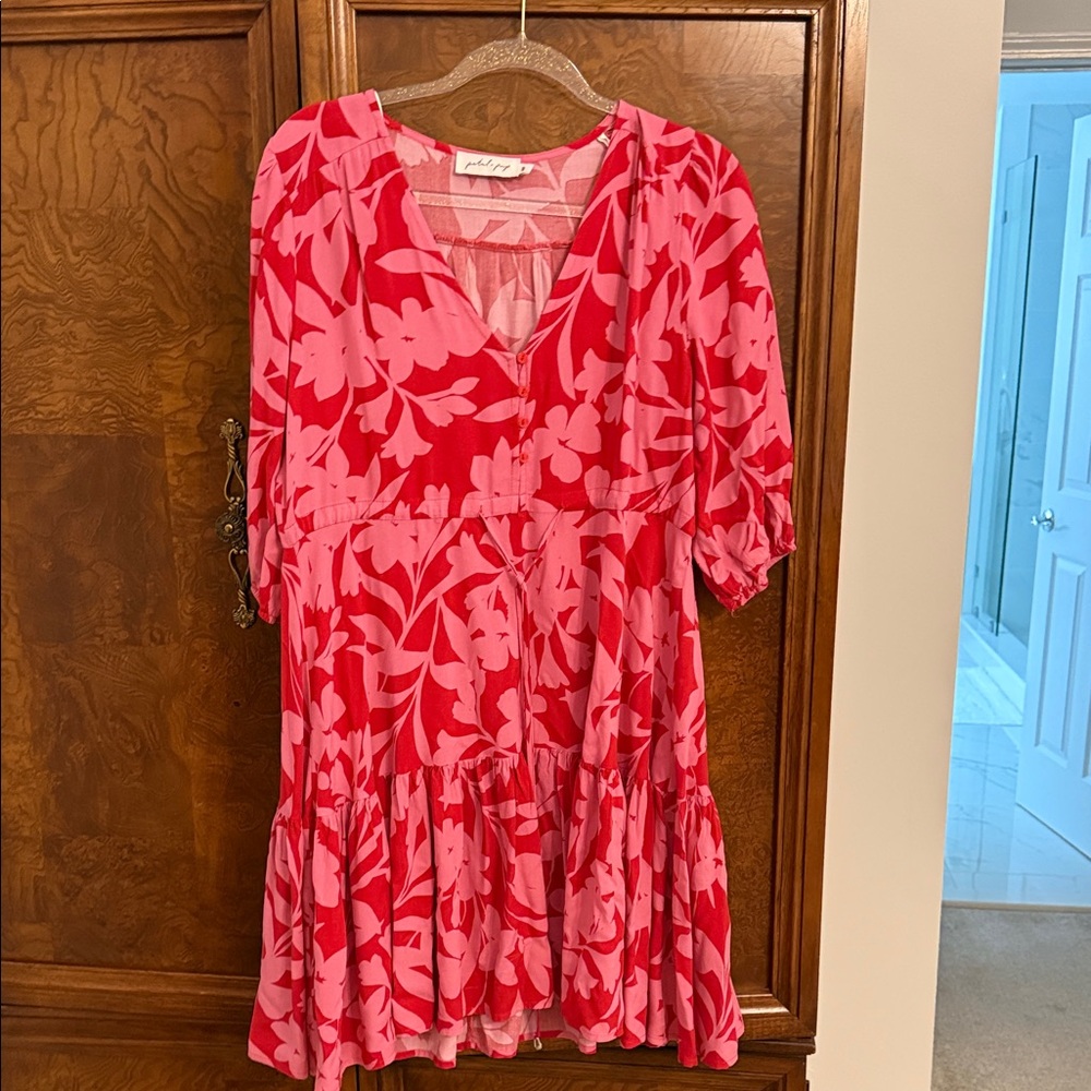 Pink and Red Floral Dress Petal & Pup Small